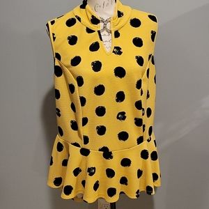 HP Textured Bright yellow black dot shirt
